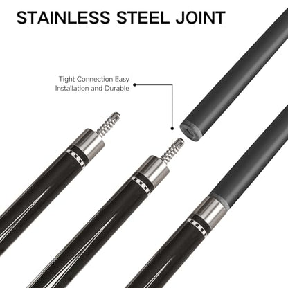 HomeSeason Carbon Fiber Pool Cue 58" with Leather Bag Extender Extension Rod Professional Pool Stick 4-Layer Tip Low Deflection Cue Stick, 3 * 8/8Joint Pin, Ultra-Smooth, Billiard Cue Sticks - color: 18oz with bag