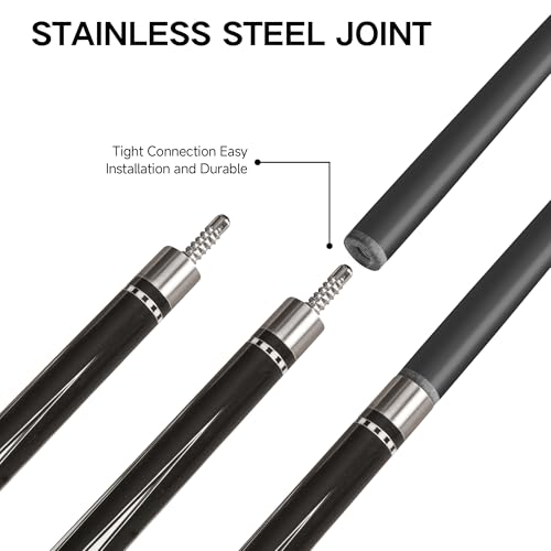 HomeSeason Carbon Fiber Pool Cue 58" with Leather Bag Extender Extension Rod Professional Pool Stick 4-Layer Tip Low Deflection Cue Stick, 3 * 8/8Joint Pin, Ultra-Smooth, Billiard Cue Sticks - color: 21oz with bag