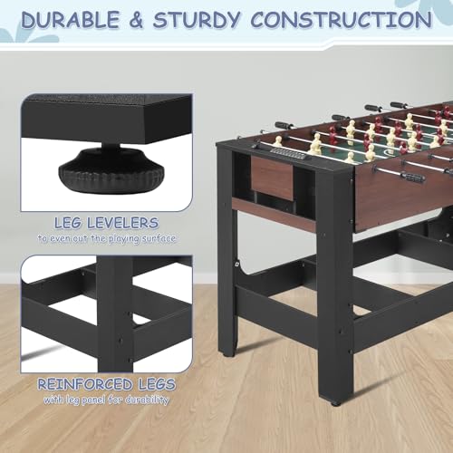 RAYKEEP 54" 4-in-1 Swivel Multi-Game Table -Combo Game Table Set for Kids, Adults - Indoor and Outdoor Arcade Sports Table - Air Hockey, Billiards, Foosball, Ping Pong for Home, Game Room