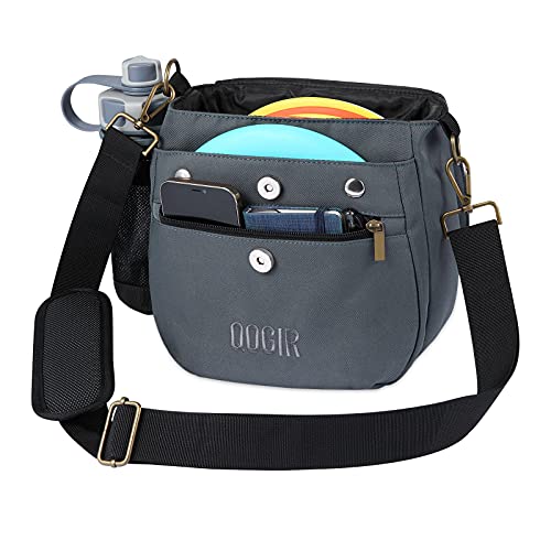 QOGIR Lightweight Disc Golf Bag: Durable Disc Golf Bag with 8+ Disc Capacity, Introductory Discs Golf Bag, Holds Water Bottle and Accessories, Great for Beginners - color: Gray