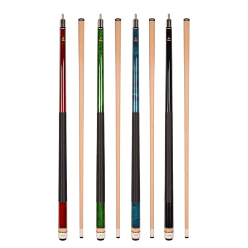 Set of Aska L2 Billiard Pool Cue Sticks, 58" Hard Rock Canadian Maple, 5/16x18 Joint, 13mm Hard Tip, Mixed Weights - style: Set of 4 Sticks