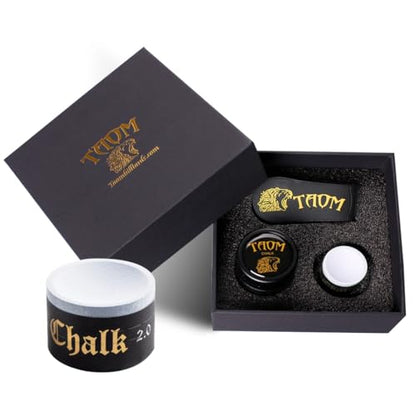 TAOM Upgrade Pool Chalk Holder Round Shaped Practical Tool Billiards Accessories Magnetic Mini Chalk Tip Case Container Round Box Billiards,Cue Tip Tool Scuffer Shaper - color: 1-Gift Set-Black with 2.0 Blue