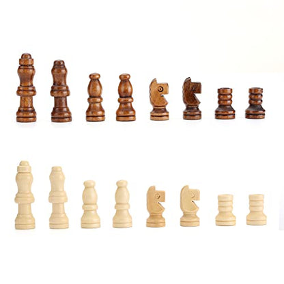 62 Pieces Wooden Checker Pieces & Chess Pieces 2 in 1 Chess Game Set Board Games Accessories Classic Wooden Chess Game Set in 2 Styles and 2 Colors