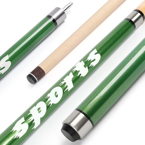 "Sports" Series Jump Break Cue 2-in-1 , 21-28 Oz Break Cue with 14mm Fiberglass Tip ,Professional 58'' Jump Cue Stick Set with Billiards Gloves and Chalks for Powerful Breaking and Skillful Jumping. - color: Green, size: 25 oz