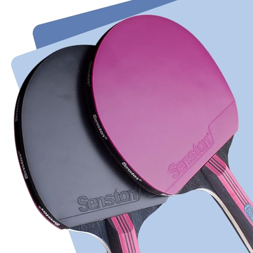Senston 5-Ply Ping Pong Paddles Set – Premium Wood Table Tennis (Set of 2) with 3 Balls & Portable Carry Case – High-Control 2mm Sponge & Ergonomic Non-Slip Grip for Beginners & Family Play - color: Purple
