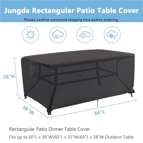 Outdoor Dining Table Cover, 64 Inch Rectangle Patio Dining Table Cover, Waterproof Outside Tables Covers Furniture Covers - 64 X 38 X 28 Inch - size: 64" L x 38" W x 28" H