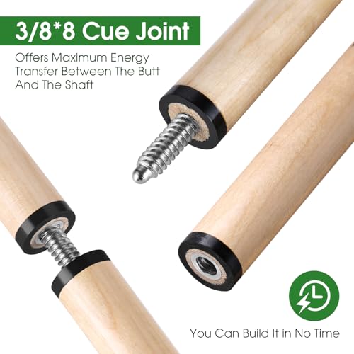 Pool Cue Sticks 36inch 42inch 48inch 52inch 58inch Set of 2 or 4,Pool Cue with 13mm Leather Tip for Adults, Beginners,2-Piece Design，(14oz to 20oz Weight Options) - size: 58in-set of 2