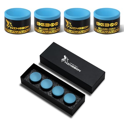 Pool Cue Chalk, Nano Billiard Chalk Round Cue Chalk, Smooth Low Residue Pool Chalk, Reduce Miscue, Durable Long Lasting Chalk for Pool Table, Bars, Clubs & Home - color: Blue-4 piece