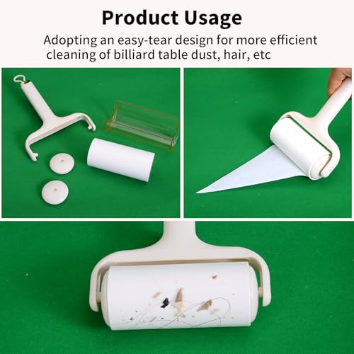 Billiard Pool Table Brush Cleaning Kit, Pool Table Brush Accessories 3 Set. | Includes 9-In Nylon Bristle Brush, Rail Brush, Sticky Lint Roller. Soft Bristles, Wood Handle, Billiards&Snooker Accessories
