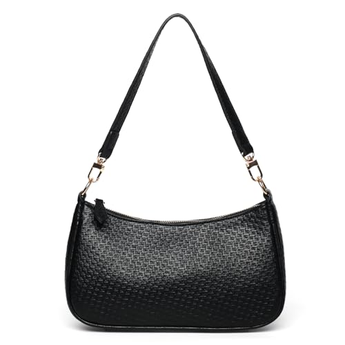 VODIU Clutch Tote Handbags with 2 Removable Straps and Zipper Closure Crossbody Bags Shoulder Purse Handbag for Women - color: B-black