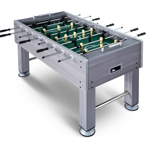 55/58 Inch Large Size Foosball Table, Competition Full Size Soccer Game Table Football Arcade with Leg Levelers, Heavy-Duty Legs & 2 Balls for Adults Indoor Game Room - color: 55 in - Gray