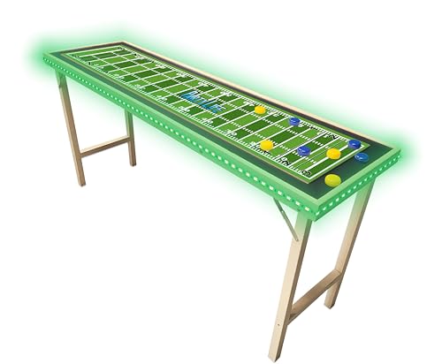 6-Foot Premium Shuffleboard Table w/Folding Legs, Pucks, and Optional LED Lights - Awesome Graphics - Choose Your Model - color: FOOTBALL, size: 6-Foot w/ LED Lights