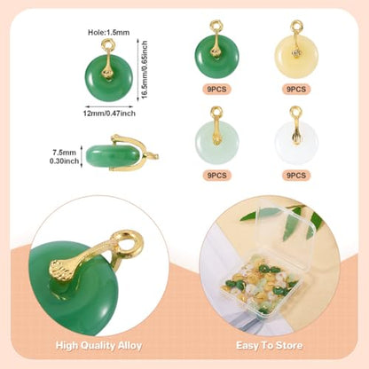 KISSITTY Glass Peace Buckle Charms Blessing Buckle Pendants for DIY Necklace Bracelet Earring Jewelry Making - color: 4 Colors # 1