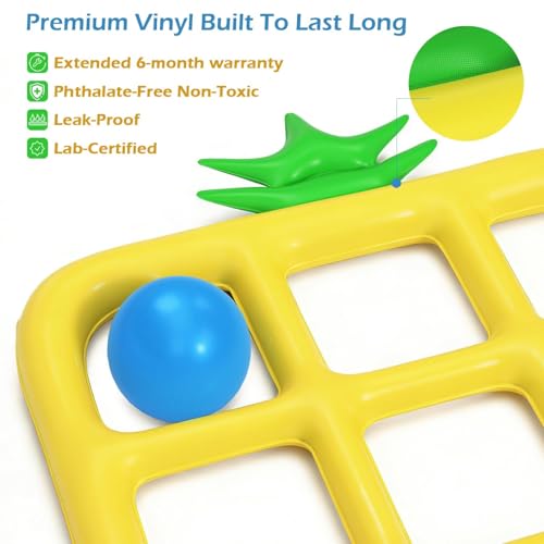 Jasonwell Tic-Tac-Toe Pool Toys Games - Giant Floating Tic Tac Toe Game Float with 10 Balls Pineapple Pool Game Party Toy Floats Yard Field Day Games Outdoor Beach Toys for Adults Teens Kids (Yellow) - color: Yellow