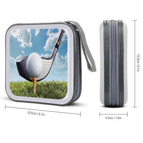 Golf Club CD Case Holder 40 Capacity DVD Case Wallet Portable Hard Plastic Disc Cases Storage Binder Large Storage Disc Wallet Bag with Zippers for Car Home Office Travel