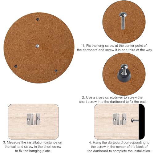 Dartboard Mounting Bracket Kit, Dart Board Hanging Kit for Wall Dartboard Holder Hanger Screw Hook Set Dart Games Accessories