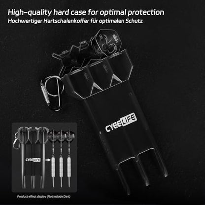 CyeeLife Dart Carrying Case: Adjustable, Portable Dart Storage Box with Key-locking Clasp, Holds 3 Fully Assembled Darts Up to 17.3cm/6.8 inches, Black, Solid, Unisex