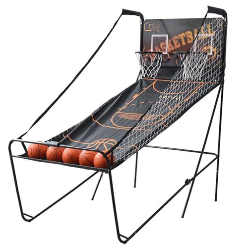 Folding Basketball Arcade Game,Double Basketball Shooting Machine,Electronic Scoring Shooting Machine,with 5 No. 3 Basketballs (A) - color: A