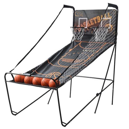 Folding Basketball Arcade Game,Double Basketball Shooting Machine,Electronic Scoring Shooting Machine,with 5 No. 3 Basketballs (A) - color: A