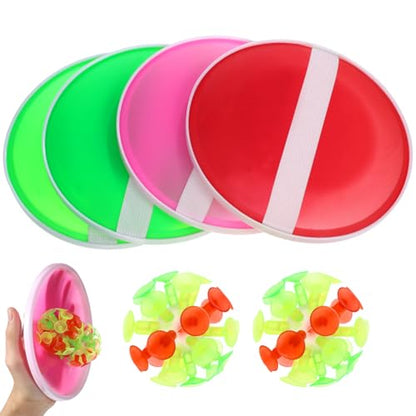 ibasenice Sticky Suction Cup Ball Toy Set with 4 Bats and 2 Balls Interactive Toss and Catch Outdoor Kids Game for Family Fun Lightweight and Portable Plastic Sticky for Children