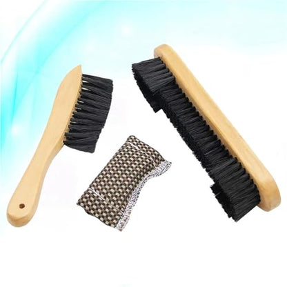 3Pcs Billiard Brush Set Wooden Handle 8 Inch 9 Long Wide for Pool Table Cleaning Soft Bristles No Scratch Felt Rail for Pool Tables and Cabinets
