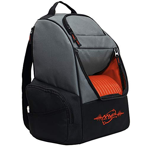 MVP Disc Sports Shuttle Disc Golf Backpack Bag (Choose Your Style and Color) - color: Gray/Orange, style: Without Velcro Side Panel