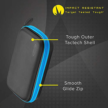 Casemaster Sentinel 6 Dart Case, Holds Extra Accessories, Tips, Shafts and Flights, Compatible with Steel Tip and Soft Tip Darts, Impact & Water Resistant Tactech Shell, Blue Zipper - color: Blue