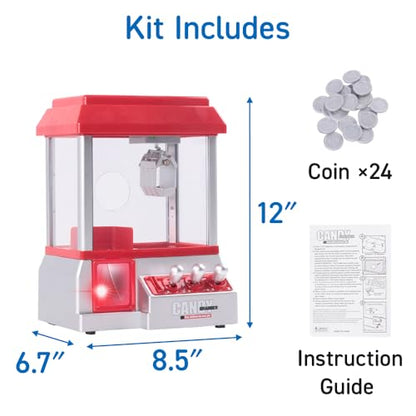 Japard Claw Machine for Kids, Mini Candy Vending Machine, Manual Arcade Game with Adjustable Sound, Candy Grabber Prize Dispenser, Gifts for Girls Boys Easter Party