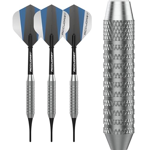 Accudart Soft Tip Dart Set 1.0 – Nickel‑Plated Steel Barrel, Knurled Grip, Polycarbonate Shafts, Standard Flights – Soft Tip Points Included, Ideal for Beginners
