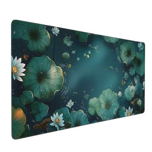 Large Extended Gaming Mouse Pad with Stitched Edges, (35.4X15.7In) Durable Non-Slip Natural Rubber Base, Waterproof Computer Keyboard Pad Mat for Esports Pros/Gamer/Desktop/Office/Home (B) - color: B