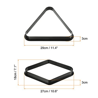 PATIKIL Billiard Pool Ball Rack Set, 2 in 1 Pool Cue Rack Triangle Rack and 9-Ball Diamond Billiard Rack for Billiard Pool Table, Black