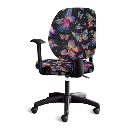Butterfly Office Chair Cover 2 Piece Waterproof and Elastic Office Chair Seat Cover Protective Stretch Decorative Fabric Cover Polyester Universal Desk Task Chair Covers for Workspace