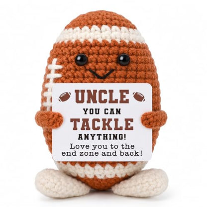 Fathers Day Uncle Gifts from Niece Nephew, Best New Uncle Birthday Gifts from Niece Nephew, Fathers Day Funny Handmade Crochet Football Lovers You To The End Zone for Uncles Home Decor Present - style: uncle