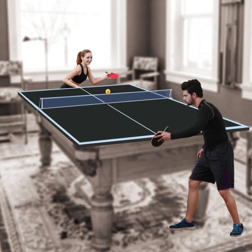 6/7/8/9Ft Mid-Size Ping Pong Conversion Top, Foldable Table Tennis Table Top with Net for Home Office - color: BLACK, size: 9*5 FT