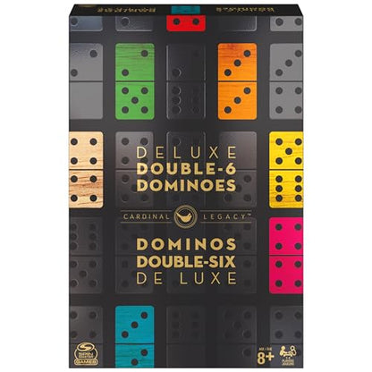 Spin Master Games, Cardinal Legacy Deluxe Double-6 Dominoes, Classic Board Game Set of 28 Dominoes in Lined Wooden Case, for Kids & Family, 1-4 Players, for Ages 8 & Up - color: Double 6 Dominoes