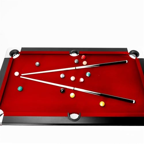 Billiards Table, Portable Foldable Space-Saving Table, Pool Table,Billiard Table Set Includes Balls, Cues, Chalks and Brush, Perfect for Family Game Room,Adult Rrec Room - color: Red