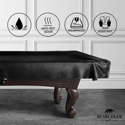Heavy Duty Leatherette Billiard Pool Table Cover, Waterproof & Tearproof Cover for Pool Table 7/8/9FT (Black/Faux Lambskin, 8FT-(100"LX 56"WX 8“H)) - color: Black/Faux Lambskin, size: 8FT-(100"LX 56"WX 8“H)