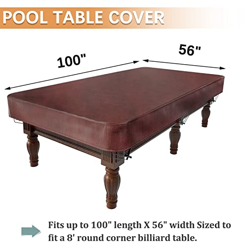 Pool Table Cover 8 Feet Leather/Brown/Waterproof Billiard Table Covers, 8ft Pool Table Covers Outdoor for Billiard Pool Table
