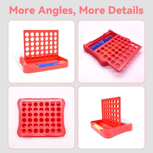 Pup Go 4 in a Row Game, Connect & Win Four in a Row Board Game, Portable 2-Player Strategy Games for Travel, Gift for Girl Age 3 4 5 6 7 8-12, Family Games Foldable Design with 6 Spare Discs Pink - color: Pink