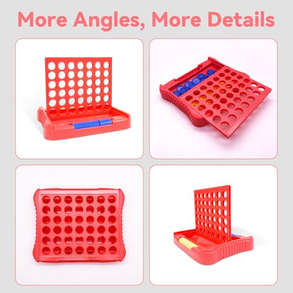 Pup Go 4 in a Row Game, Connect & Win Four in a Row Board Game, Portable 2-Player Strategy Games for Travel, Gift for Girl Age 3 4 5 6 7 8-12, Family Games Foldable Design with 6 Spare Discs Pink - color: Pink