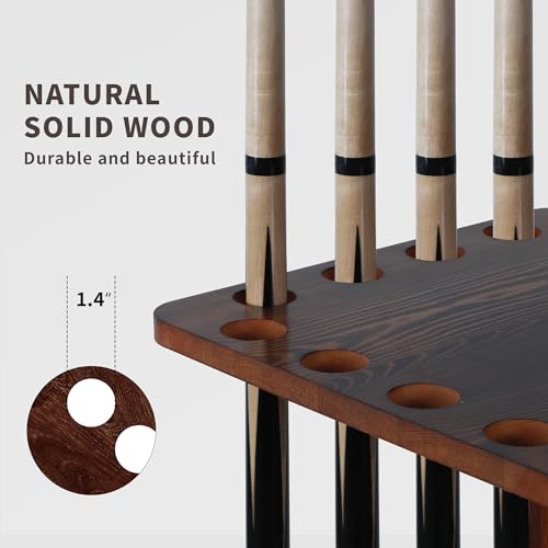 Pool Cue Holders for Billiard Room, Pool Stick Holder, Floor Stand Pool Cue Rack up to 16 Sticks, Natural Wood Pool Cue Equipment Storage Organizer, Billiard Gifts for Men - size: Non-rotating 16-Rod