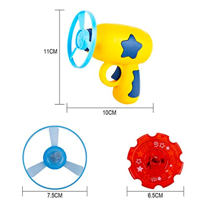 Berry President Flying Saucer Toy, Flying Disc Launch Playset with Rotating Flash Light, Indoor Outdoor Twist Shoot Toy for Kids Aged 3 Years Old & Up (Yellow) - color: Yellow