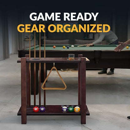 Hathaway Classic Floor Billiard Pool Cue Rack - color: Mahogany