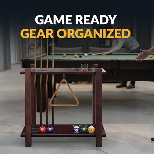 Hathaway Classic Floor Billiard Pool Cue Rack - color: Mahogany