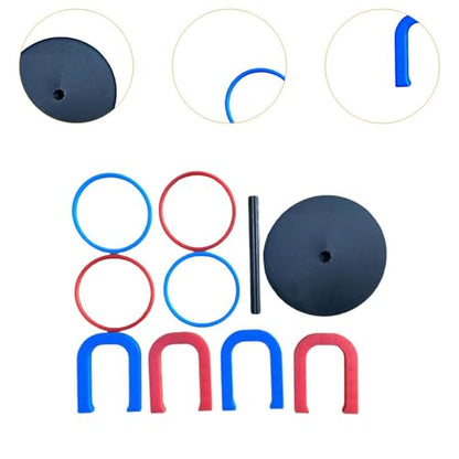 Horseshoe Game Set Lightweight Indoor and Outdoor Lawn Toss Game with 4 Rings & 4 Horseshoes, Family Fun for All Ages