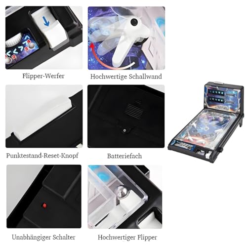 Arcade-Style Electronic Tabletop Pinball Machine - Retro Desktop Game with Lights Sounds | Home Pinball Toy for Kids Teens Adults | Gift for Birthday Christmas Party