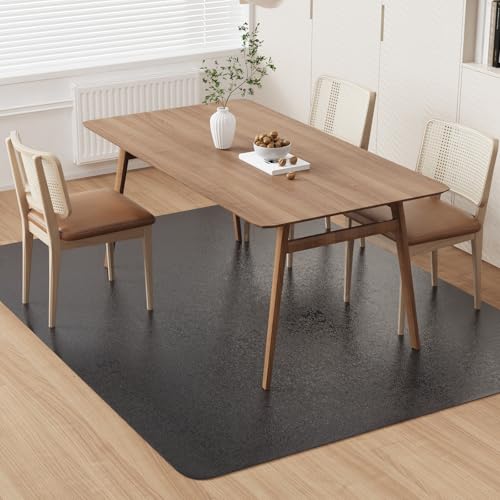 Area Floor Mat for Home, 5'×7' Large Black No Slip Waterproof Vinyl Area Rug for Dining Room, Spill Resistant Hard Floor Protector Cover for Mud Room, Easy Clean Splat Mat for Under High Chair - color: Black, size: 5' x 7' (Rectangular)