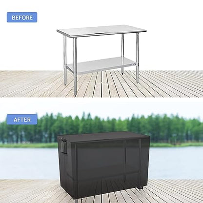 Outdoor Prep Table Cover - Heavy Duty Waterproof Fadeproof UV Resistant Cover for PC3404S Rolling Dining Table Compatible with 46 inch Outdoor UtilityCart - 46 x 24 x 32 Inch - size: 46" x 24" x 32"