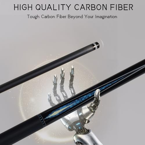 58" 19-20oz 2-Piece Carbon Pool Cue Stick 11.8mm Tip Billiard Carbon Fiber Clue, Billiard Supplies 1/2 Joint Handmade Straight Fit Ball/Black Eight, Nine Balls 19-20oz (Play Cue) - color: Black-4