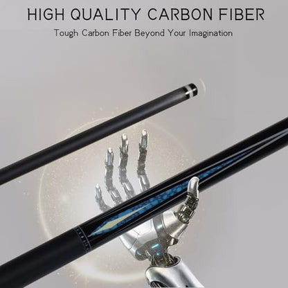 58" 19-20oz 2-Piece Carbon Pool Cue Stick 11.8mm Tip Billiard Carbon Fiber Clue, Billiard Supplies 1/2 Joint Handmade Straight Fit Ball/Black Eight, Nine Balls 19-20oz (Play Cue) - color: Black-4